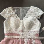 Women’s Ivory Lace Top Pink Chiffon V Photo 6