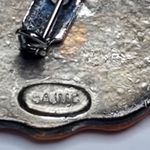 Trick or Treat Jack o Lantern Witch Hat Brooch Enamel Halloween AJMC 2" Vtg Orange Photo 3