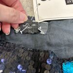 NWT Vintage 80s CARINA Sequin Top Blue Gold Lightning Black Silk Women's Large Photo 5