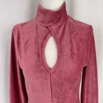 Dual Nature New  Keyhole Rib Velour Dress Mock Neck Long Sleeve Mini Mauve Small Photo 1