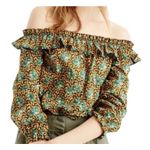 J.Crew  Ratti Elephant Print off the Shoulder Top Blouse in Yellow Size 4 Photo 1