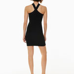 Babaton ARITZIA Sculpt Knit Criss Cross Stretch Black Bodycon Halter Dress Med Photo 7