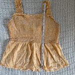 Old Navy  Women's Gold Yellow Smocked Tie Dye Baby Doll Tank Top Size Medium Photo 4