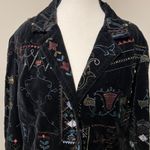 Chico’s Black Velvet Floral Tribal Folk Studded Jacket Size 12 (Chico’s 2) Photo 3