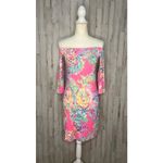 Lilly Pulitzer  XXS Pink Off-The-Shoulder Dress‎ Coral Reef Print Casual Photo 1