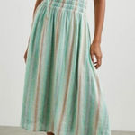 Rails  Iona Dress Seaview Stripe Blue‎ Smocked Waist Midi Dress Linen Blend Sz S Photo 0