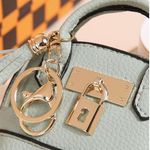 Sage Green Mini Tote Bag Keychain Coin Purse Pu Leather for Mini Pouch Zipper Photo 4