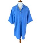 Madewell  Isla Shirt Dress Mini Blue Textured Gauze Button Front XS Casual Resort Photo 2