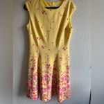 London Times  Yellow and Pink Floral Midi Dress Size 10 Photo 3