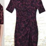 Anthropologie  Maeve Elorn Sheath Dress Women 6 US Red Black Lace Ruched Romantic Photo 0