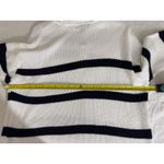 AQUA  Women's Striped Cotton Knit Sweater White and Navy‎ Blue Size L Photo 6