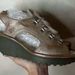 Fly London  Yuta Wedge Sandals Open Toe Lace-Up Rose Gold Metallic 2.5" Heel 40 Photo 0