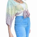 Surf Gypsy  pastel tie dye Kimono small boho cropped front tie cardigan cover up Photo 3