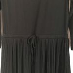 J.JILL Pleated Knit Midi Dress Black Drawstring Waist 3/4 Sleeve A Photo 3