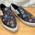 Coach Chack Blue & Red Flower Embellished 3D Leather Women's Size 8 Flats Photo 0
