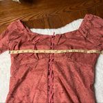 Pink long sleeve lace Corset cropped boatneck top blouse size large NWT Photo 4