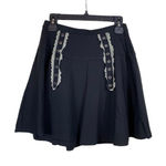 Hot Topic  Womens Sz M Black Pleated Goth‎ Punk Mini Skirt Lace Academia Photo 0
