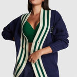 PINK - Victoria's Secret  NWT Navy and Cream Green Cardigan Size L Photo 0