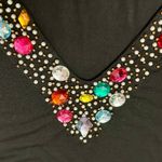 Vintage 80s Bejeweled Black V Neck Tunic Top Dress Le Maglie Di Nives One Size Size undefined Photo 2