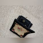 Vintage Floral Embroidered Crochet Wallet Black Photo 3
