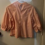 Bleuh Ciel  Peach V-Neck Chocker Blouse M  Balloon Sleeve Fairycore Whimsygoth Photo 3