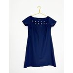 Chiara Boni Blue Rosario Shift Mini Dress Size 42 Silver Grommets Cocktail Chic Photo 2