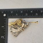 Vintage Angel Blowing Horn Brooch Pin Gold Photo 9