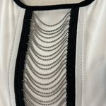 BCX  womens size large off white and black tank dressy chain front georgette new Photo 3