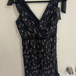 Lulus Navy Blue Floral Print Pleated Mini Dress Photo 7