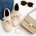 Tommy Hilfiger Toni Monogram Canvas Sneakers White Lace-Up Low Top 8.5M in GUC Photo 2