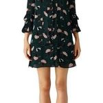 Derek Lam 10 Crosby Scribble Printed Dress size 6 Silk Button Front Ties Green Photo 0