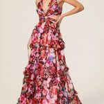 Mac Duggal floral ruffle cutout gown sz 6 Photo 0