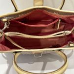 Dooney & Bourke  Monogram Canvas Leather Trim Satchel Bag Cream Beige Pink Liner Photo 6