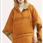 Free People  Poncho Cape Coat Jacket Nylon Oversize We The Free Orange M/L NEW Photo 1