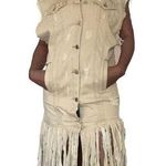 Anthropologie Anthroplology Alexander Bueno Distressed Fringe Dress Jacket Shacket Sz S/M Photo 0