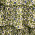 MELLODAY Floral Print Tiered Mini Dress Green Blue Puff Sleeve M Photo 2