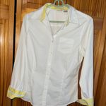 L.L. Bean White Shirt with Yellow Collar Photo 3