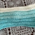Handmade Twisted Crochet Head Band Aqua Blue White Stretchy One Size Warm Winter Attire Photo 2