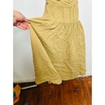 TOCCIN Women's Brown Khaki Square Neck Ruched Bodice Tie Waist Midi Dress Size 8 Photo 6