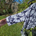 NEW Carole Little Woman Linen Button Down Blouse 1X Blue Photo 3