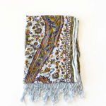 Raj India Light Blue Paisley Floral Rectangle Scarf‎ Boho Cottagecore Feminine Blue Photo 5