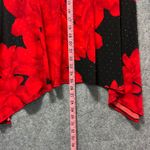 Clara Sunwoo Red Floral Tunic Top M Handkerchief Hem 3/4 Sleeve Made in USA Black Size M Photo 3