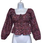 ZARA floral poplin balloon sleeves cinched waist of shoulder crop blouse size XS Photo 9
