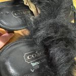 Coach Vintage  Kristy Black Suede Fur Trim Lace Up Heeled Mules Size 11 Photo 7