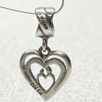 925 Italian Silver Mother Daughter Heart Charm With CZ Crystals Compatible Gift Photo 0