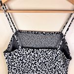 ZARA Women's Leopard Print Bodycon Dress Black Size Medium Square Neck Side Slit Photo 8