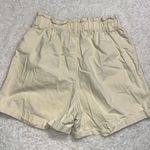H&M  women's medium elastic waist shorts light yellow with pockets rolled hem Photo 6