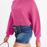 Sweater Womens XL Pink Crop Top Crewneck Cropped Batwing Sleeve Ribbed Tops D1 Photo 9