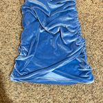 Lucy in the Sky Ruched Velvet Glitter Mini Dress Daydreamer Blue Size Small Photo 3