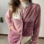Dress Barn VINTAGE  Chenille Floral Embroidered Granny Cardigan Photo 1